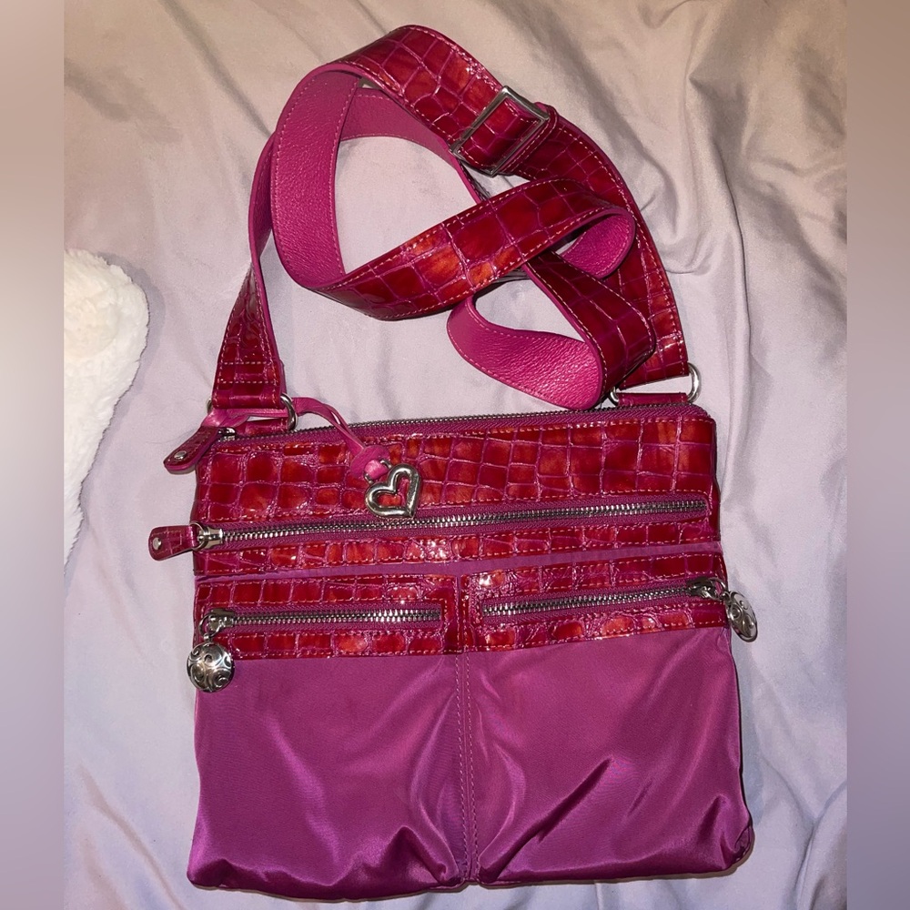 Brighton Pink Croc-Accent Crossbody Bag